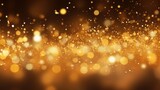 Golden Glitter Falling Beautiful Night Background with Magic Light. Luxurious Sparkling Gold