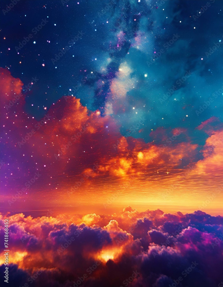 Abstract colorful night sky banner