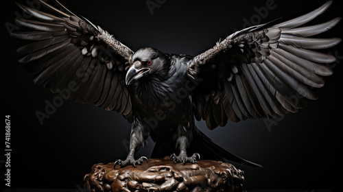The stately appearance of the raven, rising above the asphalt in the dark, as if the embodimen