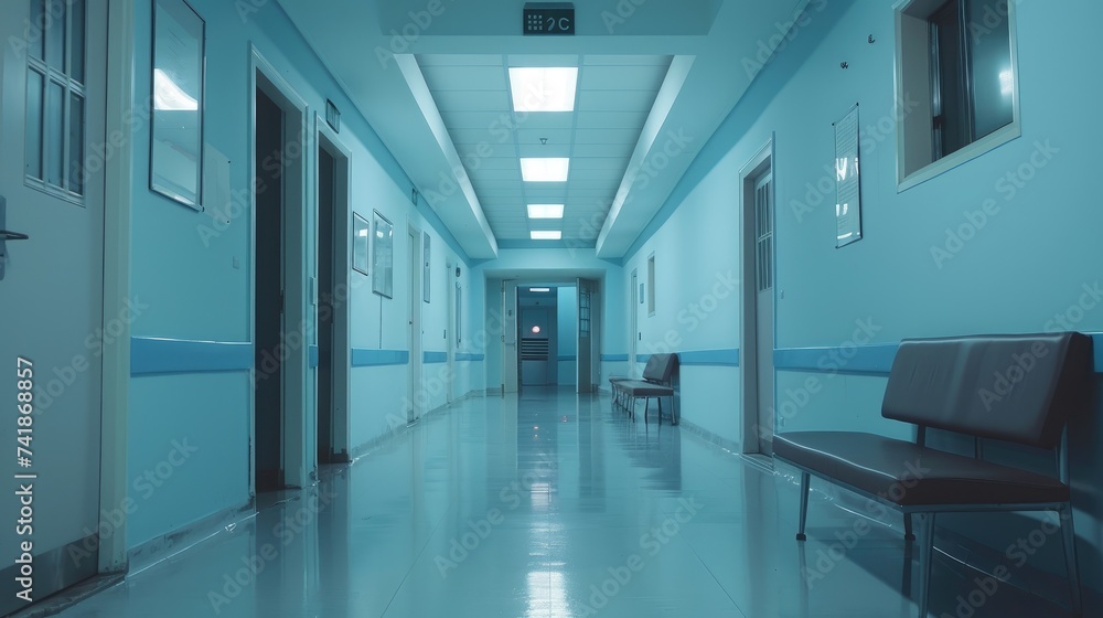 Empty hospital hallway. Medical concept Empty hospital hallway. Medical concept