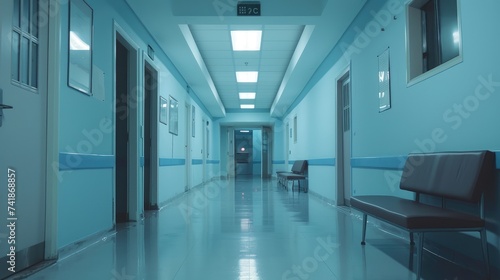Empty hospital hallway. Medical concept