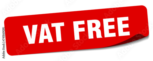 vat free sticker. vat free label
