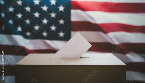 Election in United States of America. USA flags in background. Democracy concept
