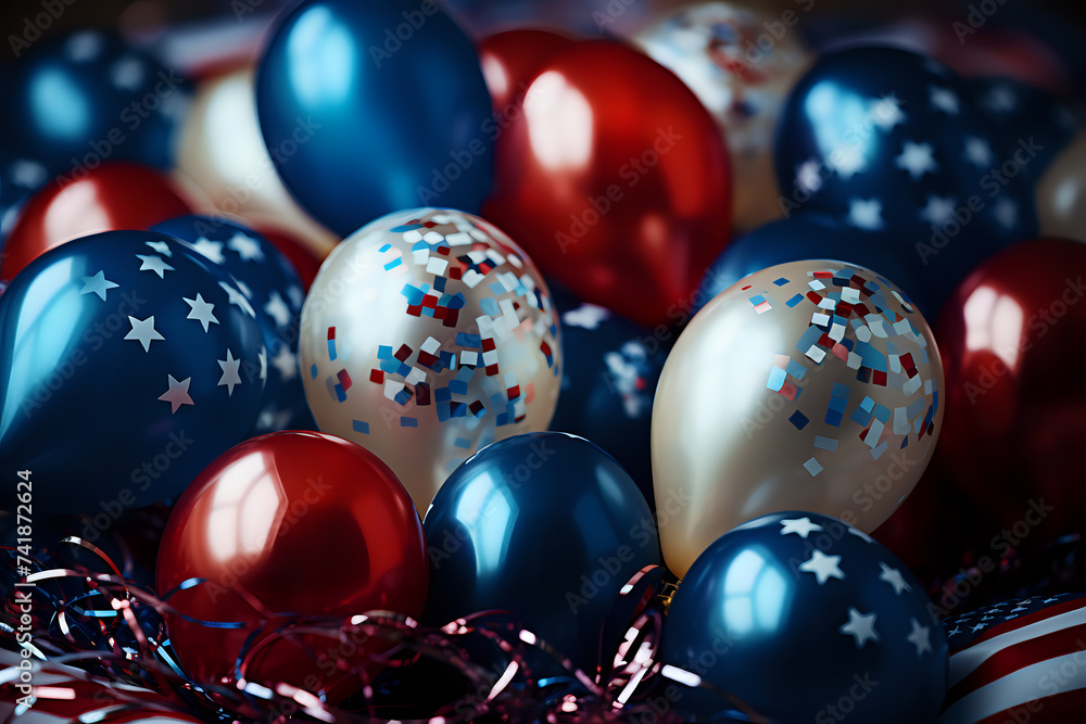 Patriotic Balloons with American Flag Theme. Ideal for national holidays, election events, and parties. Patriotic Balloons with American Flag Theme. Ideal for national holidays, election events, and parties.