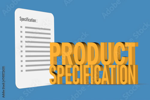 3d illustration of general Product specification concept.