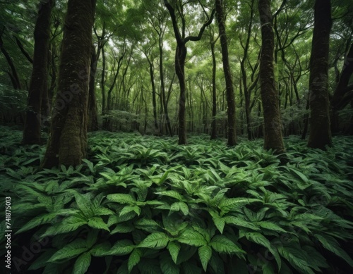 green leafy plants and trees with dark background