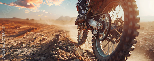 off-road motorcycle in the desert photo