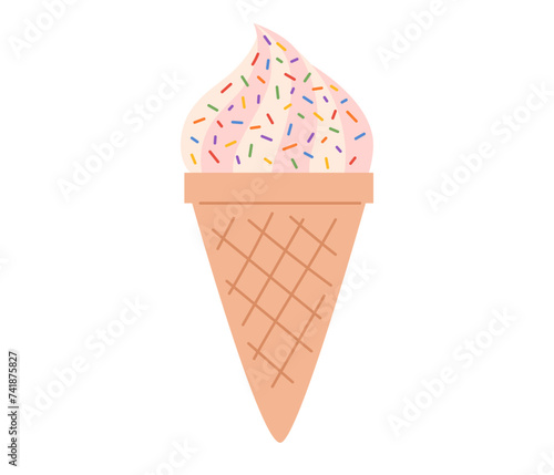 Ice cream with rainbow sprinkle. Symbol of LGBT pride community. Vector illustration in hand drawn style 