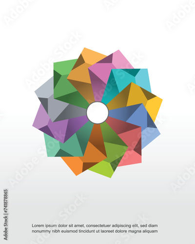 Vector illustration of circular paper floral design