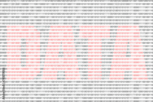 Vector illustration of red text of data made with digital bits of 0 and 1 s.
