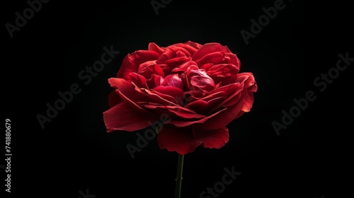 Red rose in full bloom  its delicate petals unfurling to reveal a stunning display of color and fragrance