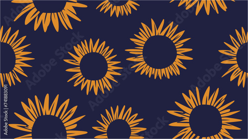 Abstract sunflowers seamless pattern on pastel background. Ready template .. Summer floral pattern. Illustration of sunflowers making a seamless background.