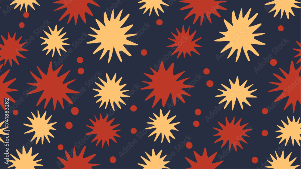 Abstract seamless pattern with paint spots, blur. Vector illustration with easter eggs and abstract elements. Abstract flower seamless pattern background. - obrazy, fototapety, plakaty 