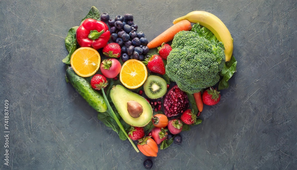 heart made of fruits and vegetables
