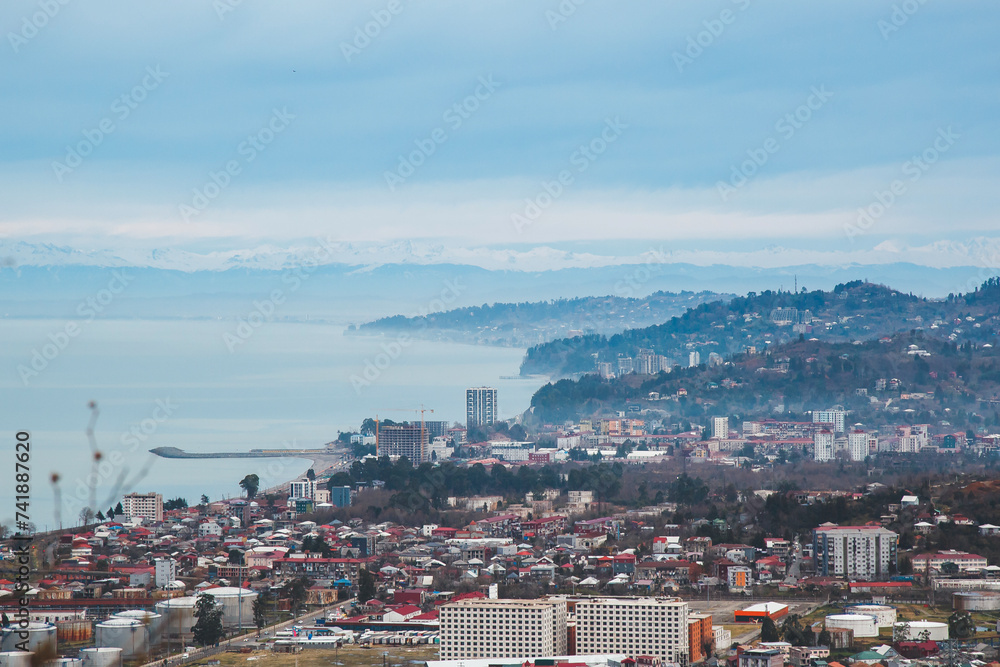 view of Batumi Georgia, Black Sea, Makhinjauri, Botanical Garden and Kobuleti