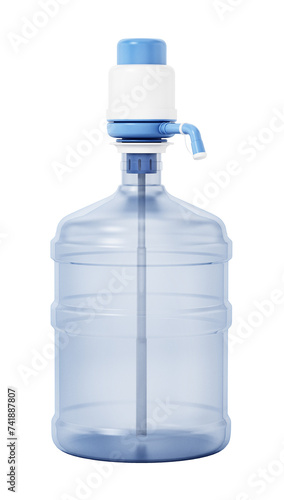 Generic water container and pump isolated on transparent background. 3D illustration