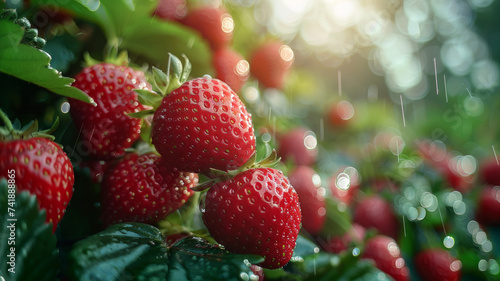 Close-up of strawberries in the garden