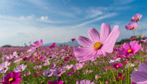 pink cosmos flower fields