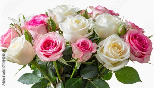 white and pink roses isolated on a transparent background png file floral arrangement bouquet of garden flowers can be used for invitations greeting wedding card