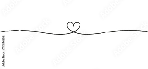 One line heart. Linear heart shape. hand drawn romantic scribble. Continuous drawing.