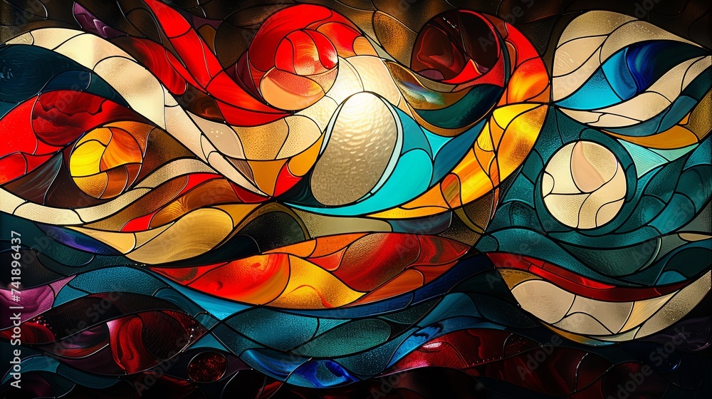 Stained glass window background with colorful abstract. Stained glass window background with colorful abstract.