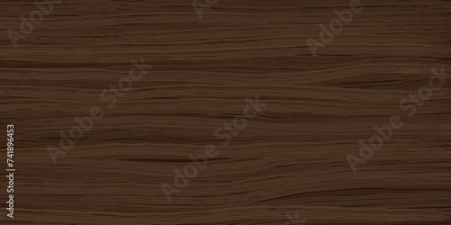 Uniform dark walnut wooden texture with horizontal veins. Vector wood background. Lining boards wall. Dried planks. Wood swatch
