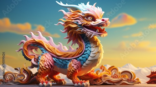Cute and Colorful Chinese Dragon