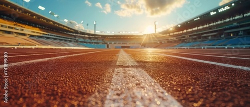 primer plano de una pista de atletismo photo