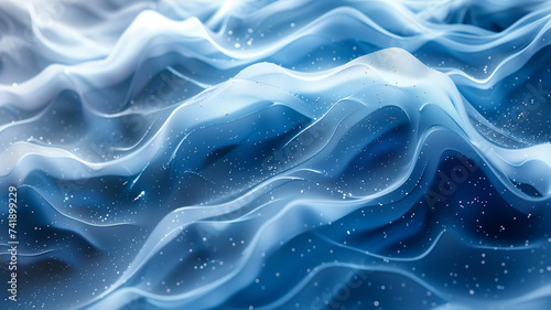 Abstract blue wave, flowing motion, mesmerizing aquatic art. © Emiliia