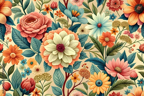 Captivating Floral Illustration: A Modern, Colorful Flower Background Offering Inspiring Design Elements