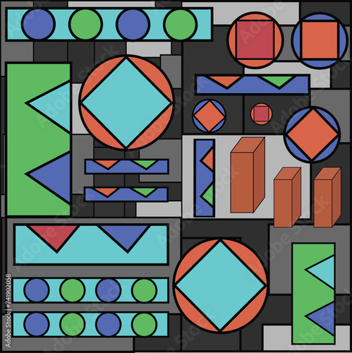 abstract illustration of colorful geometric figures