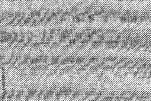 White fabric background. Grey canvas texture. Bright textile material background. Gray fiber pattern. Checkered textile texture. Canvas lines backdrop.