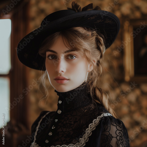 Elegant Victorian Era Woman in Traditional Attire