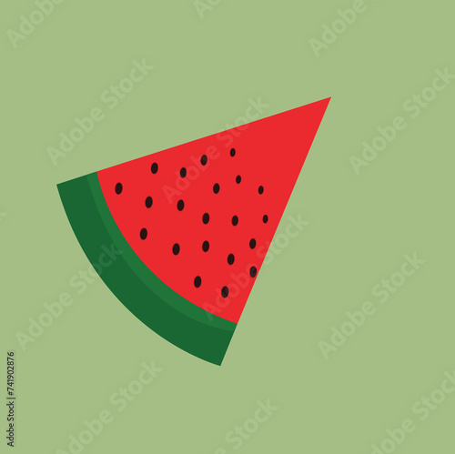 illustration of piece of watermelon on green background