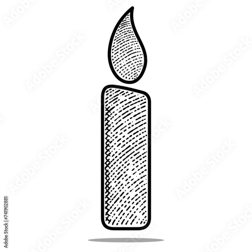 candle icon vector engraving style hand drawn black and white