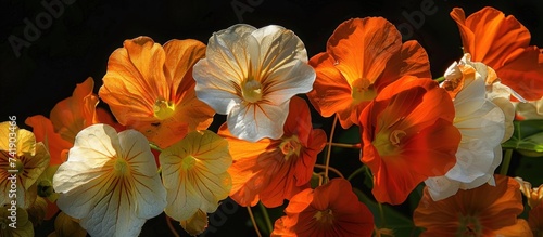 orange and white nasturtium flowers