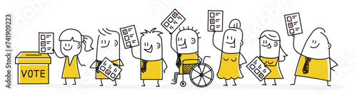 Stick figures, group of voting people photo