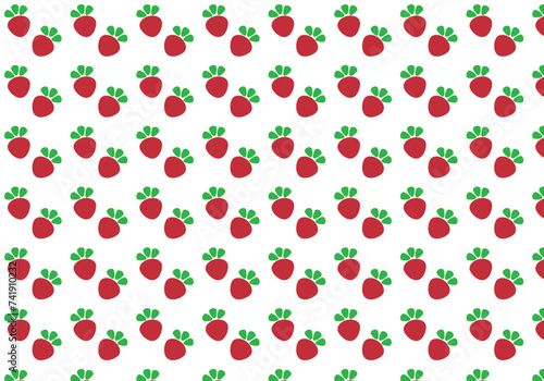Patterned colorful background, strawberry designs, print, editable vector.