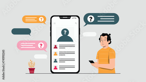Distance learning. E Learning graduates student, online college. Man with laptop and books, person studying in digital academy. Internet teaching vector concept. Illustration student study online