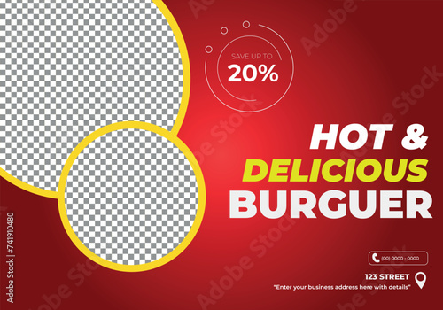 Flyer Template for Fast Food and Burguer restaurants, Fully editable and vectorized.