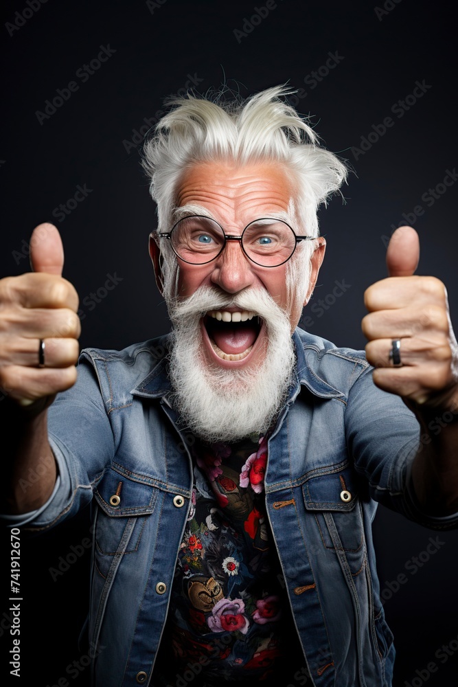 enthusiastic old veteran having fun and playing enthusiastic old veteran having fun and playing