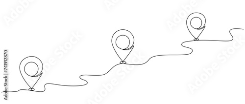 Single line editable line map symbol, location point for business. Pin location, geosign of a line continuous drawing . Vector illustration for delivery services.