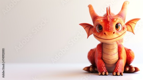 A delightful 3D illustration of a whimsical and adorable dragon  showcasing its vibrant colors and playful expression against a clean white background. Perfect for children s books  gaming 