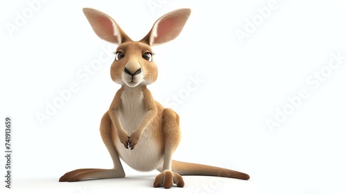 A charming 3D depiction of a playful kangaroo with an adorable face, created with endearing details. Perfect for children's books, educational materials, or any project in need of an irresis