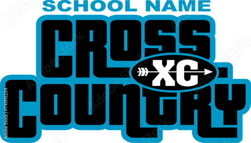 cross country team design with arrow for school, college or league sports