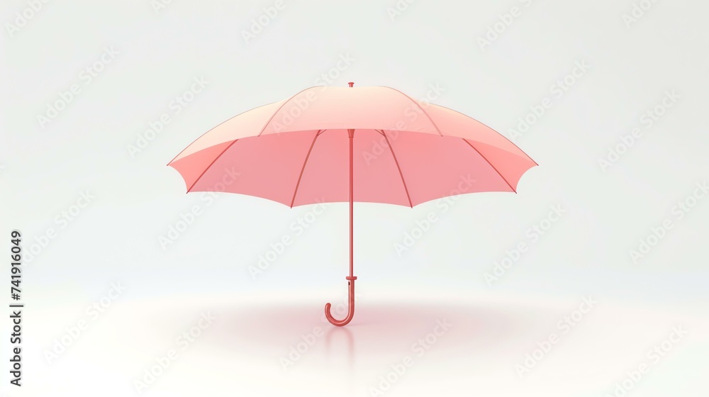 A sleek and contemporary 3D-rendered umbrella icon, featuring bold lines and gentle curves. Isolated on a crisp white background, this minimalist design adds a touch of elegance to any proje