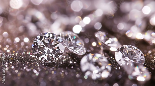 Scattered masterpieces of diamonds glisten with mesmerizing brilliance, harmoniously revealing their flawless clarity.