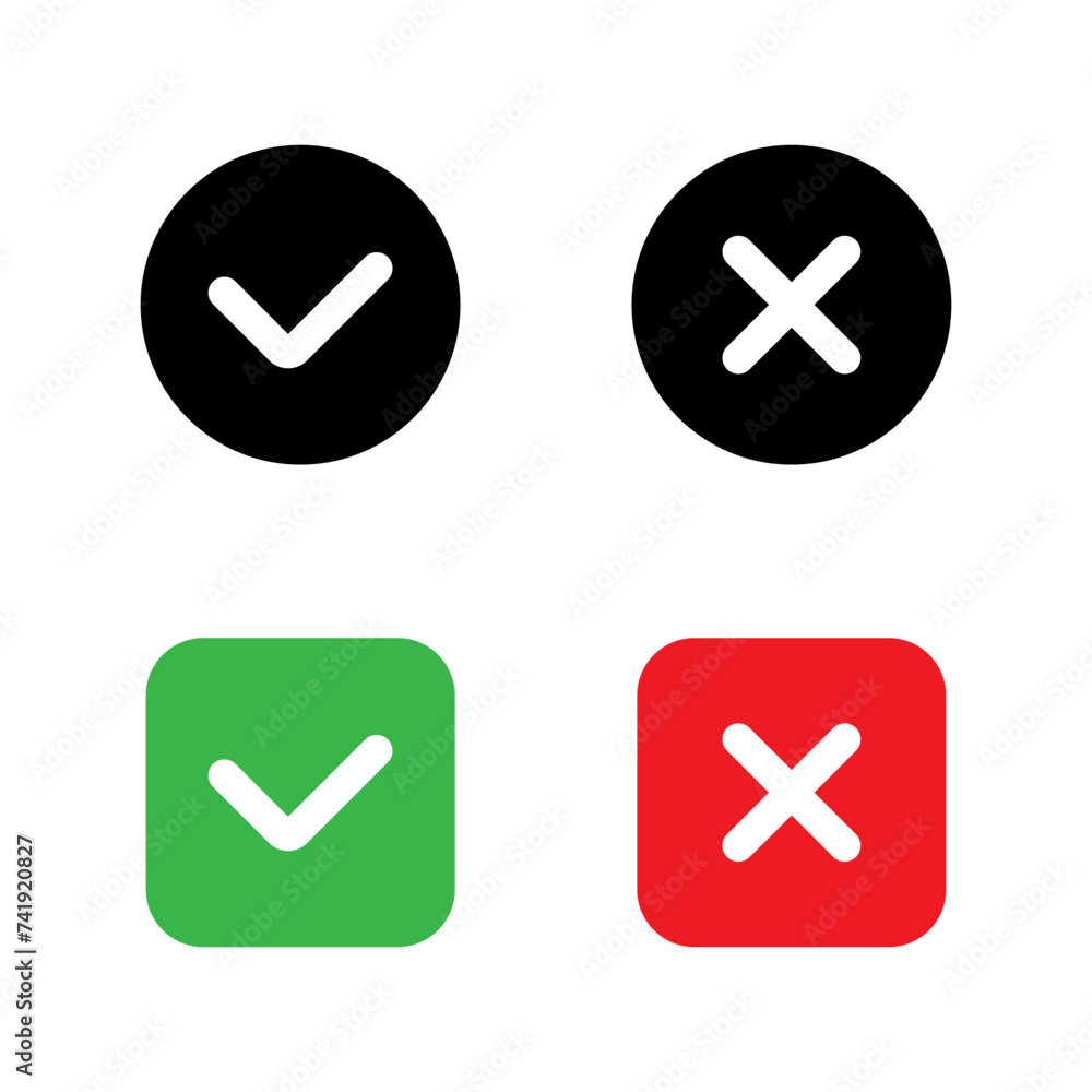Checklist icon, check marks. Tick or cross labels. Tick, cross or question signs. Test buttons, signs or labels. tick, cross, question mark and exclamation point. Checklist icon, check marks. Tick or cross labels. Tick, cross or question signs. Test buttons, signs or labels. tick, cross, question mark and exclamation point.