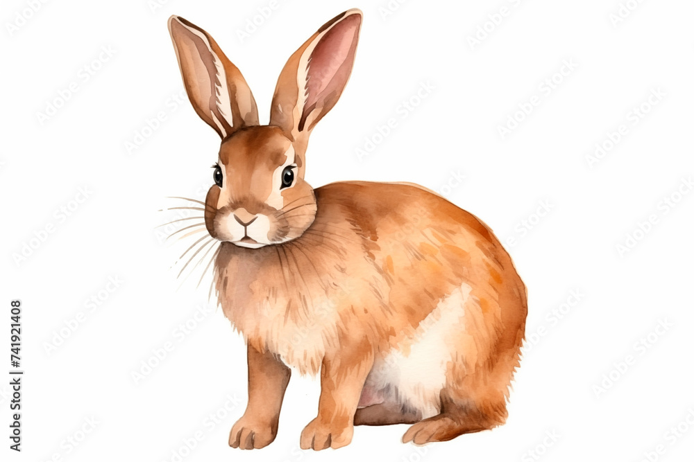 Fototapeta premium Funny bunny winh easter eggs and flowers. Happy easter card. Flat vector illustrations for Easter holiday.