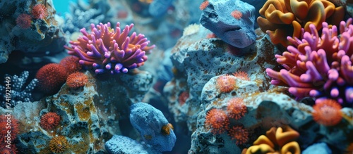 colored stone and coral  for fish